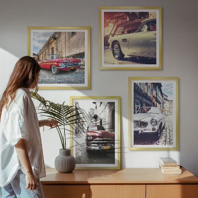 Compoziție de tablouri pentru perete Mașini clasice în orașe