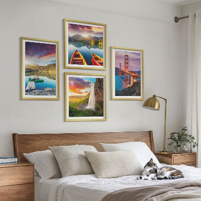 Set tablouri gata de agățat Lacuri de munte, poduri pentru bărci