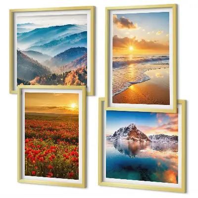 Compoziție de tablouri pentru perete cu peisaje montane și marine în stil vestic