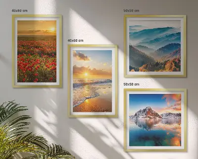 Compoziție de tablouri pentru perete cu peisaje montane și marine în stil vestic