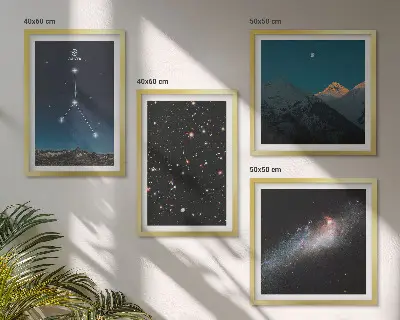 Compoziție de tablouri pentru perete cu reprezentarea constelației Racului în spațiul cosmic