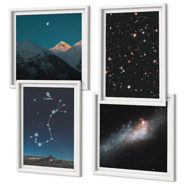 Compoziție de tablouri pentru perete cu peisaje spațiale ale galaxiilor