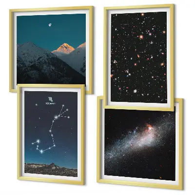 Compoziție de tablouri pentru perete cu peisaje spațiale ale galaxiilor