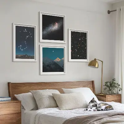 Compoziție de tablouri pentru perete cu peisaje spațiale ale galaxiilor