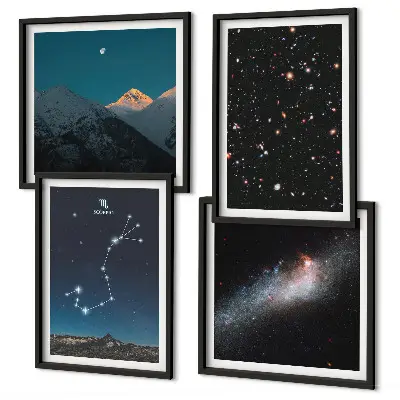Compoziție de tablouri pentru perete cu peisaje spațiale ale galaxiilor