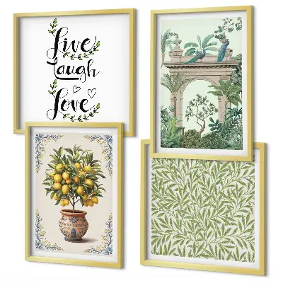 Compoziție de tablouri pentru perete cu motiv de plante exotice cu frunze verzi
