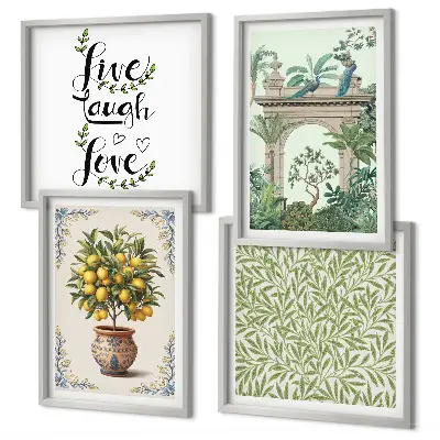 Compoziție de tablouri pentru perete cu motiv de plante exotice cu frunze verzi