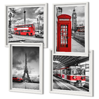 Set tablouri gata de agățat Orașe emblematice Londra Paris calea ferată