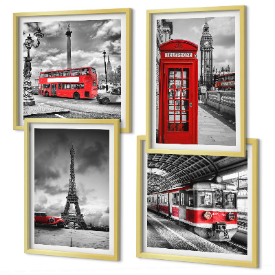 Set tablouri gata de agățat Orașe emblematice Londra Paris calea ferată
