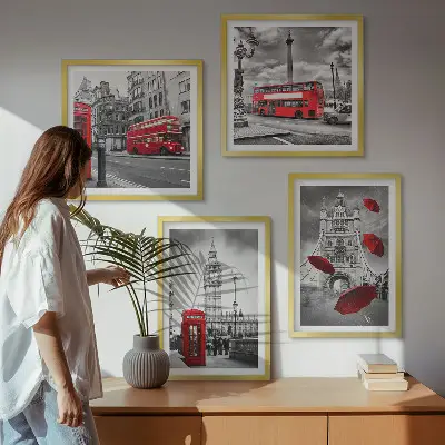 Compoziție de tablouri pentru perete cu model frunze de ginkgo pe fundal deschis