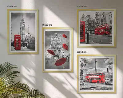 Compoziție de tablouri pentru perete cu model frunze de ginkgo pe fundal deschis