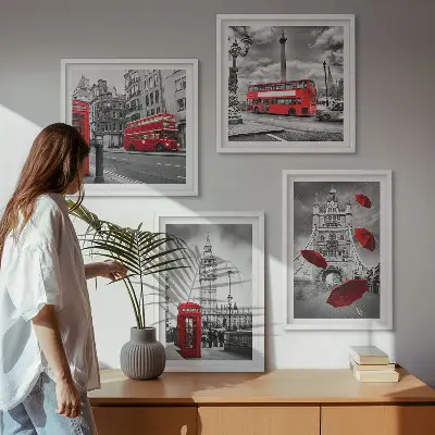 Compoziție de tablouri pentru perete cu model frunze de ginkgo pe fundal deschis