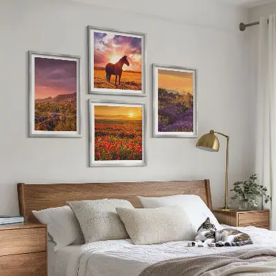 Set de tablouri peisaj montan cu lavandă gata de agățat
