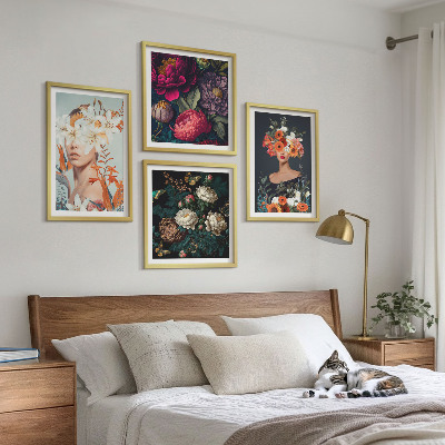 Compoziție de tablouri pentru perete Portrete florale, buchete, frunze