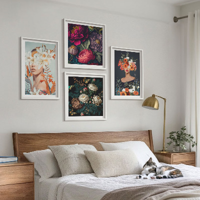 Compoziție de tablouri pentru perete Portrete florale, buchete, frunze