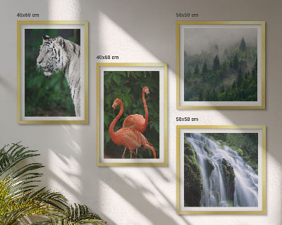 Compoziție de tablouri pentru perete Cascadă Tigru flamingi natură