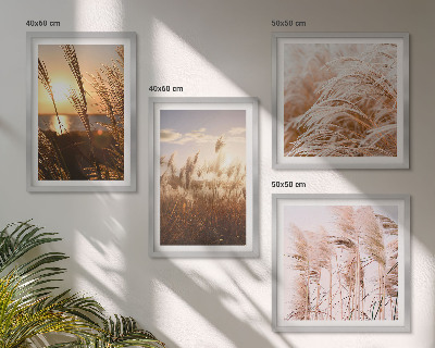 Set tablouri gata de agățat Apus de soare pe câmpul cu iarbă boho