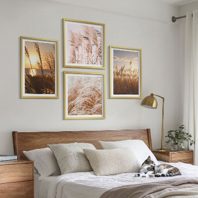 Set tablouri gata de agățat Apus de soare pe câmpul cu iarbă boho
