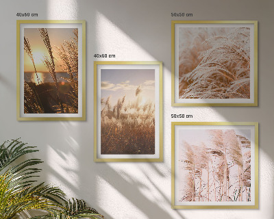 Set tablouri gata de agățat Apus de soare pe câmpul cu iarbă boho