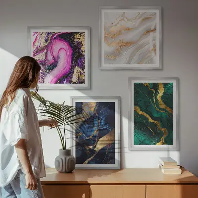 Compoziție de tablouri pentru perete cu model de marmură abstractă