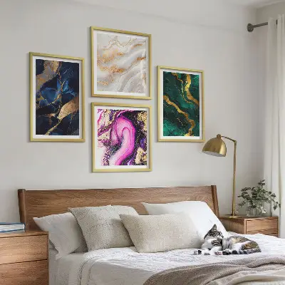 Compoziție de tablouri pentru perete cu model de marmură abstractă