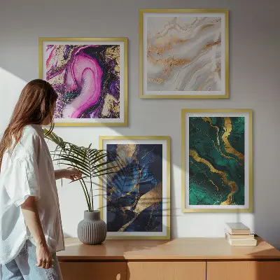 Compoziție de tablouri pentru perete cu model de marmură abstractă