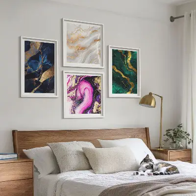 Compoziție de tablouri pentru perete cu model de marmură abstractă