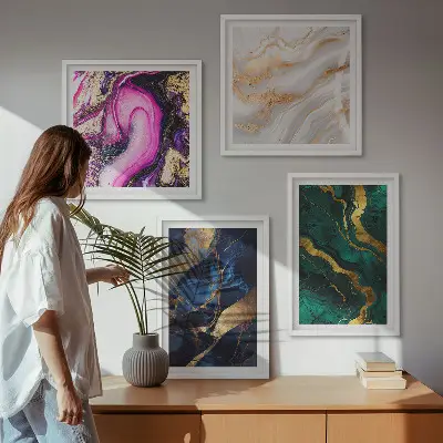 Compoziție de tablouri pentru perete cu model de marmură abstractă