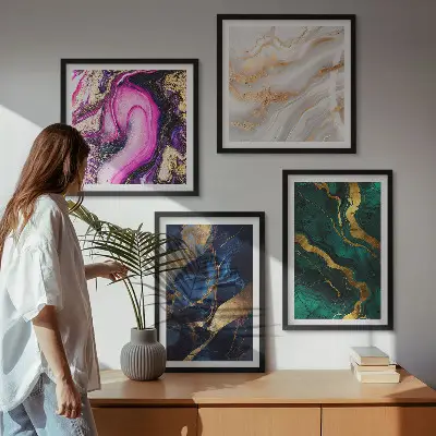 Compoziție de tablouri pentru perete cu model de marmură abstractă