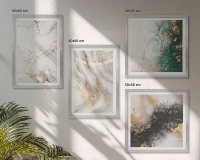 Set de tablouri gata de agățat cu modele abstracte în nuanțe de alb, negru și verde