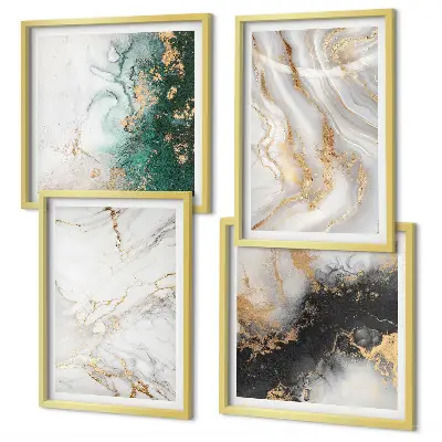 Set de tablouri gata de agățat cu modele abstracte în nuanțe de alb, negru și verde