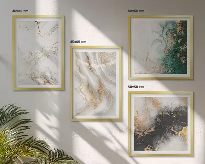 Set de tablouri gata de agățat cu modele abstracte în nuanțe de alb, negru și verde