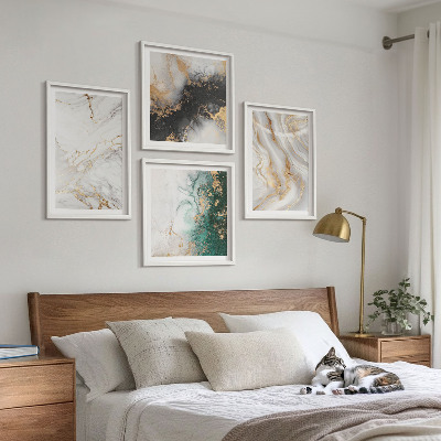 Set tablouri gata de agățat Modele abstracte alb negru verde