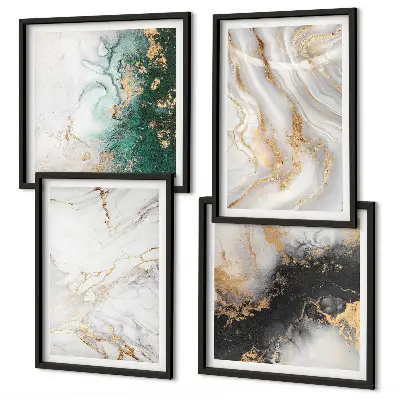 Set de tablouri gata de agățat cu modele abstracte în nuanțe de alb, negru și verde