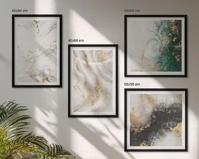 Set de tablouri gata de agățat cu modele abstracte în nuanțe de alb, negru și verde