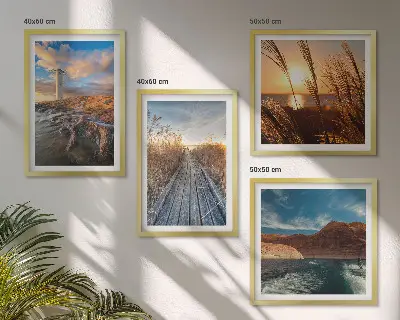 Set tablouri gata de agățat cu imaginea unui debarcader și a unui far înconjurat de iarbă