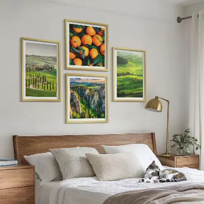 Set de tablouri gata de agățat cu peisaj rural italian cu portocale în natură