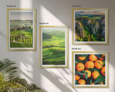 Set de tablouri gata de agățat cu peisaj rural italian cu portocale în natură