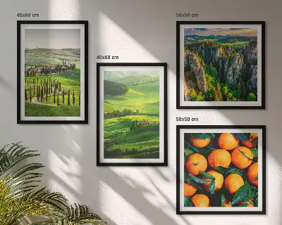 Set de tablouri gata de agățat cu peisaj rural italian cu portocale în natură