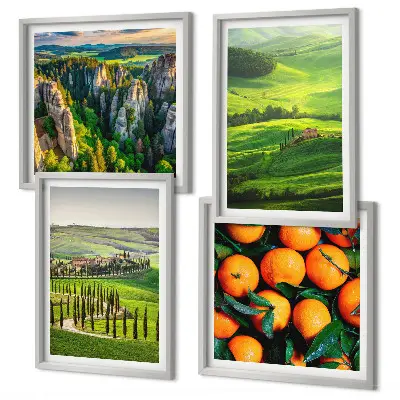 Set de tablouri gata de agățat cu peisaj rural italian cu portocale în natură