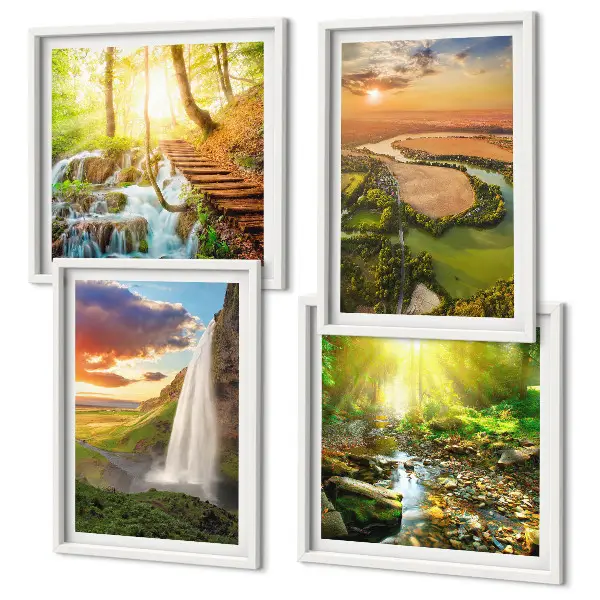 Compoziție de tablouri pentru perete cu peisaj Cascada Orange Mountain