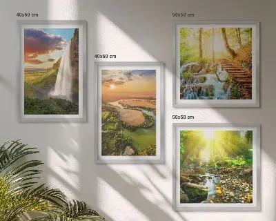 Compoziție de tablouri pentru perete cu peisaj Cascada Orange Mountain