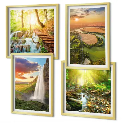 Compoziție de tablouri pentru perete cu peisaj Cascada Orange Mountain