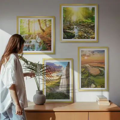 Compoziție de tablouri pentru perete cu peisaj Cascada Orange Mountain