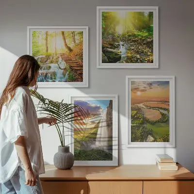 Compoziție de tablouri pentru perete cu peisaj Cascada Orange Mountain