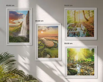 Compoziție de tablouri pentru perete cu peisaj Cascada Orange Mountain