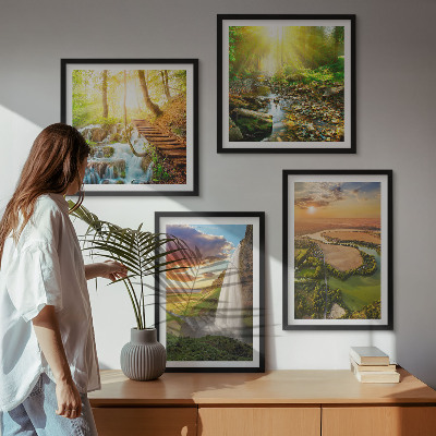 Compoziție de tablouri pentru perete Cascada Orange Mountain