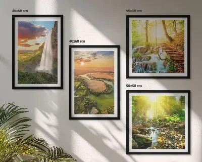 Compoziție de tablouri pentru perete cu peisaj Cascada Orange Mountain