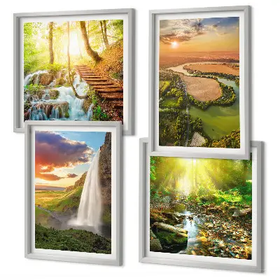 Compoziție de tablouri pentru perete cu peisaj Cascada Orange Mountain