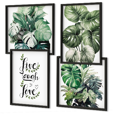Set tablouri gata de agățat Plantele cu frunze trăiesc, râd, iubesc